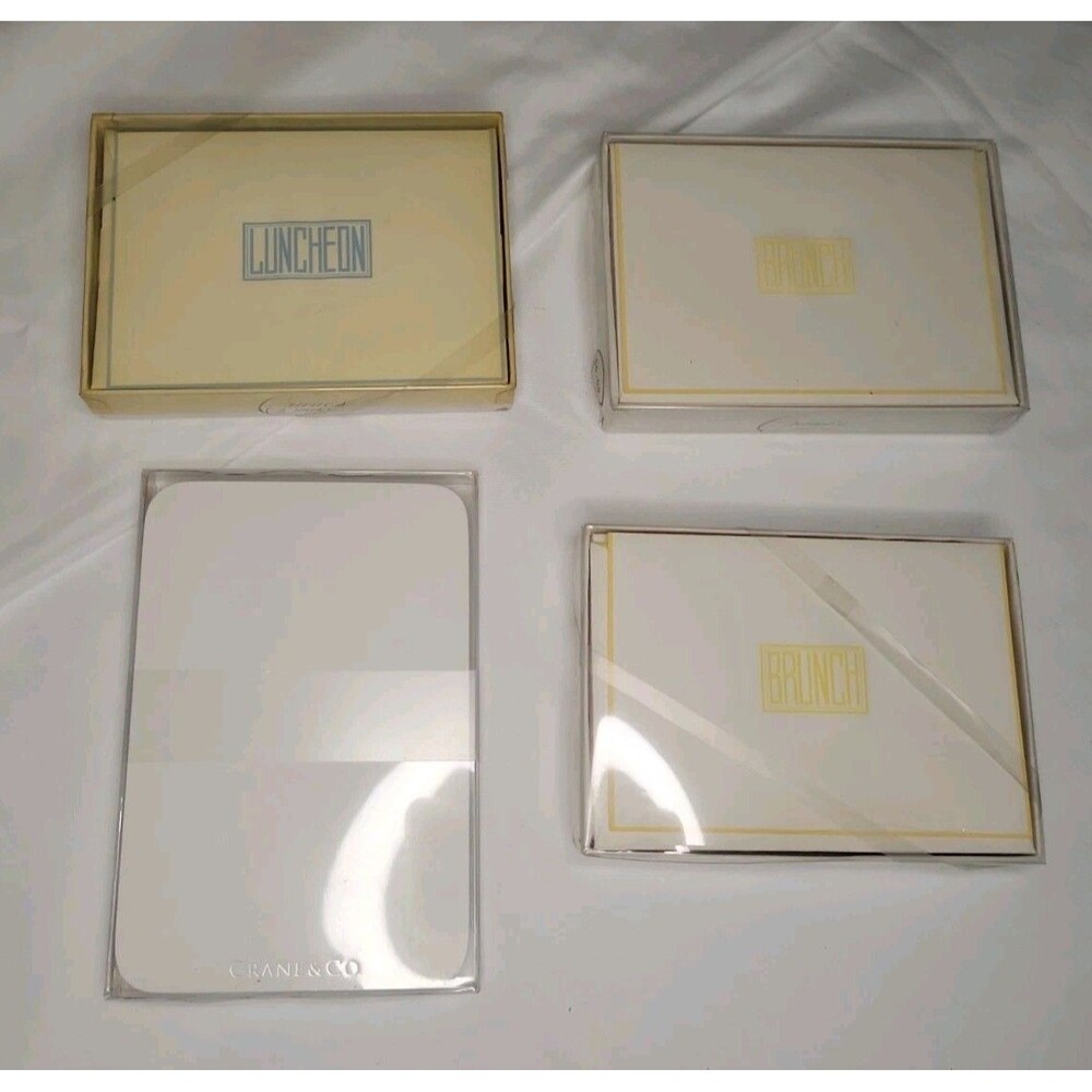Lot of 4 Vintage Crane & Co Engraved Invitations PC3531 CI1611 CI1411 NOS Ecru